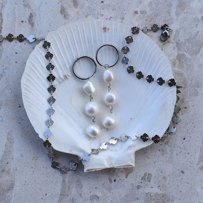 Pearl Drop Hoops - Goldieboxx Jewellery