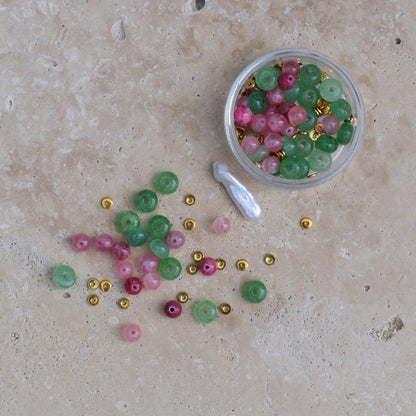 Green and Pink Mini Bead Kit - Goldieboxx Jewellery