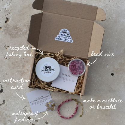 Pink Agate and Ruby Mini Bead Kit - Goldieboxx Jewellery