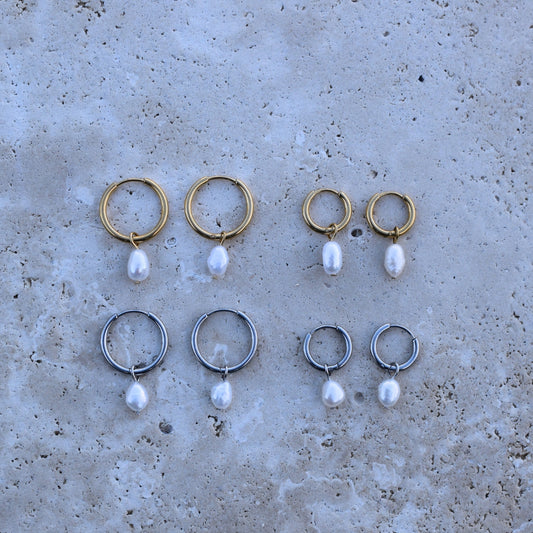 Pearl Hoops - Goldieboxx Jewellery