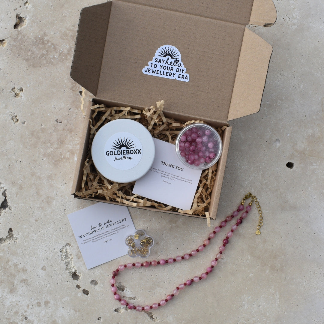 Pink Agate and Ruby Mini Bead Kit - Goldieboxx Jewellery