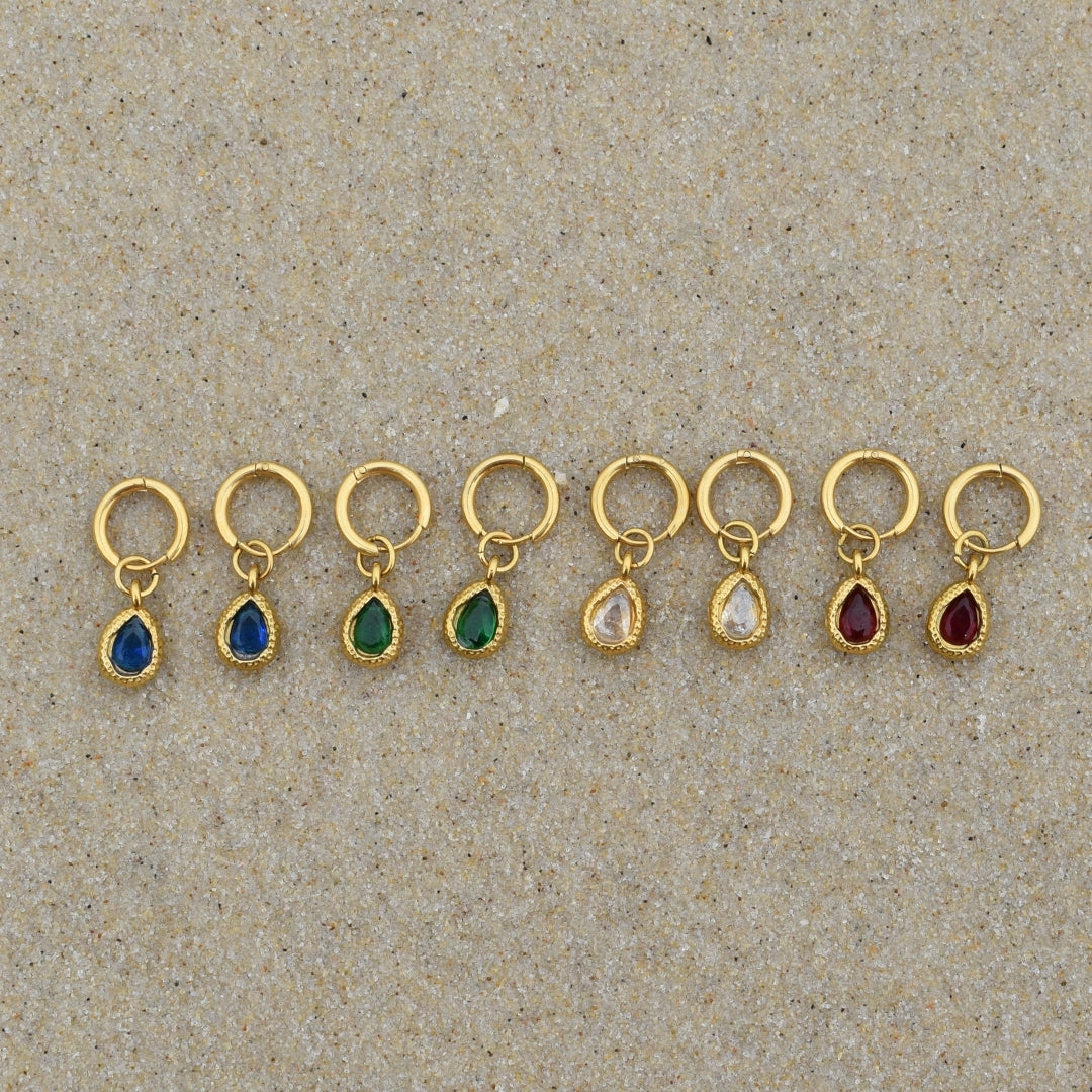 Teardrop Stone Hoops - Goldieboxx Jewellery