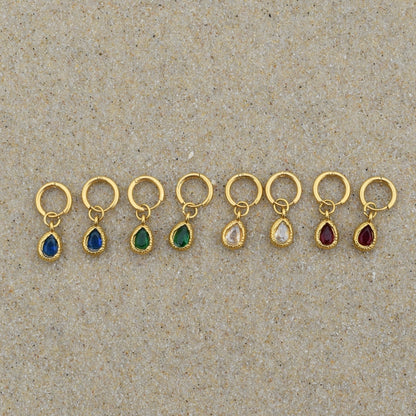 Teardrop Stone Hoops - Goldieboxx Jewellery