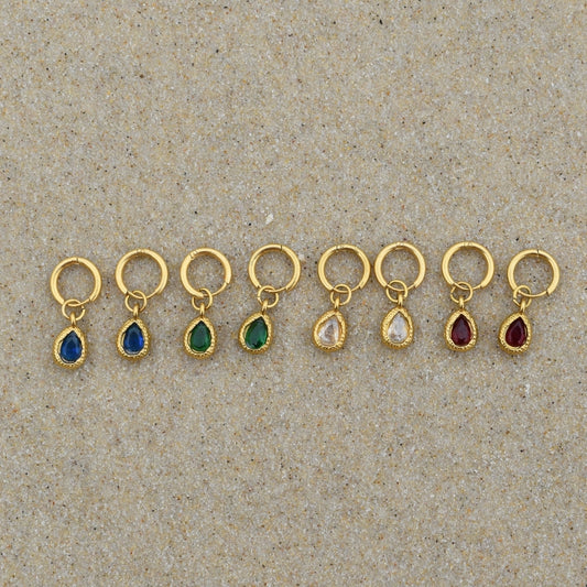 Teardrop Stone Hoops - Goldieboxx Jewellery