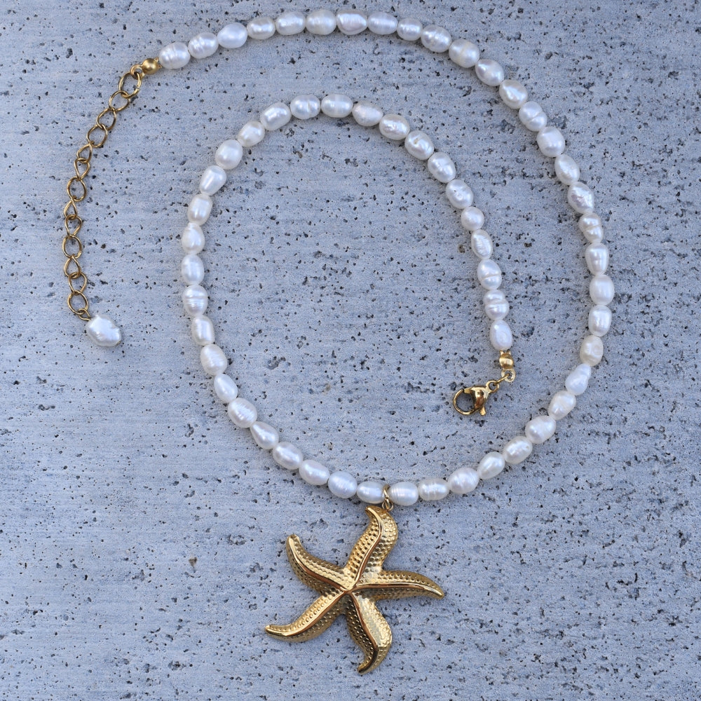 Starfish & Pearl Necklace - Goldieboxx Jewellery