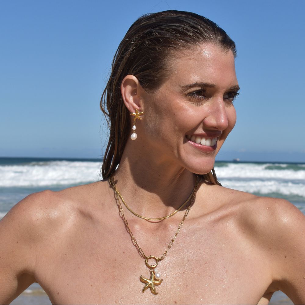 Starfish & Pearl Earrings - Goldieboxx Jewellery