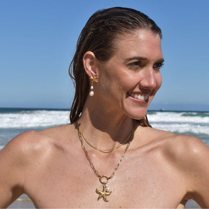Starfish & Pearl Earrings - Goldieboxx Jewellery