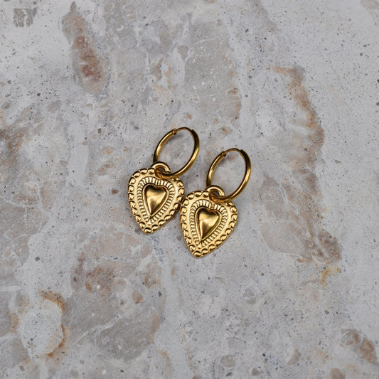 Vintage Heart Hoops - Goldieboxx Jewellery
