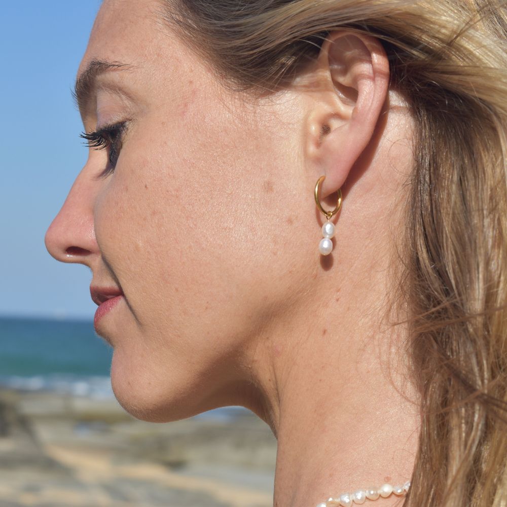 Pearl Hoops - Goldieboxx Jewellery