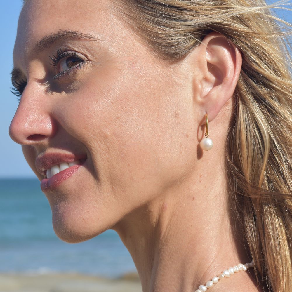 Pearl Hoops - Goldieboxx Jewellery