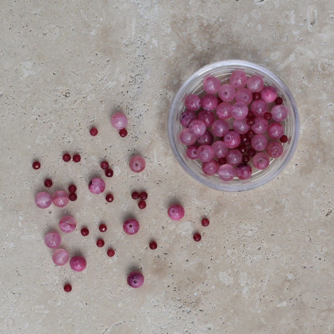 Pink Agate and Ruby Mini Bead Kit - Goldieboxx Jewellery
