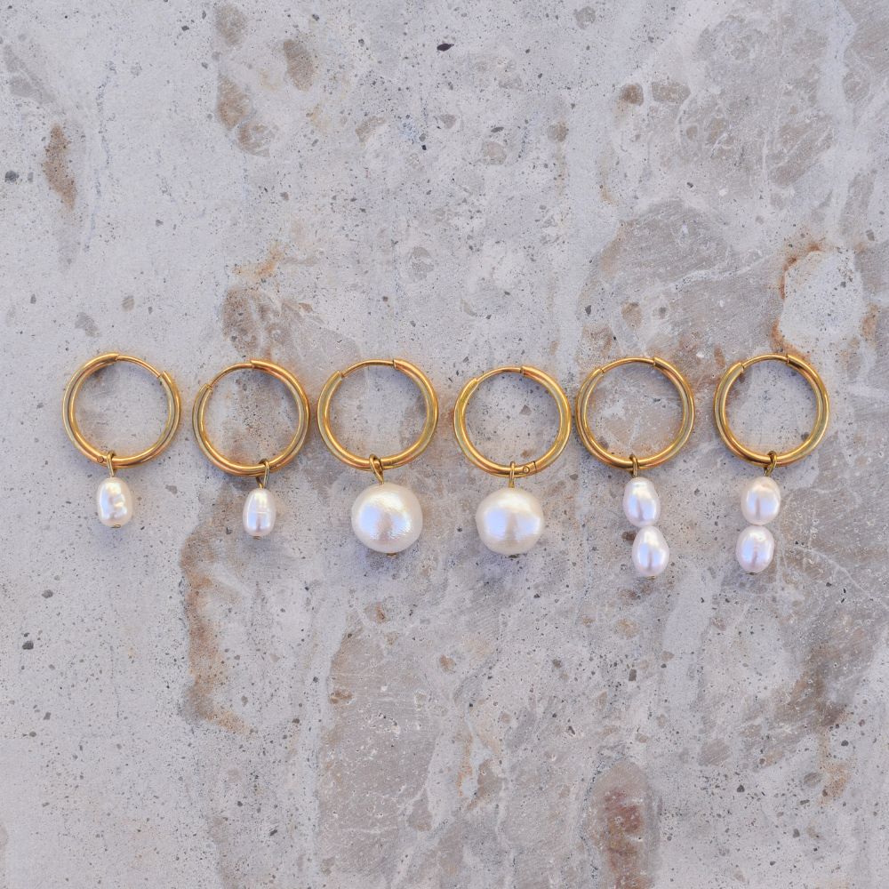 Pearl Hoops - Goldieboxx Jewellery