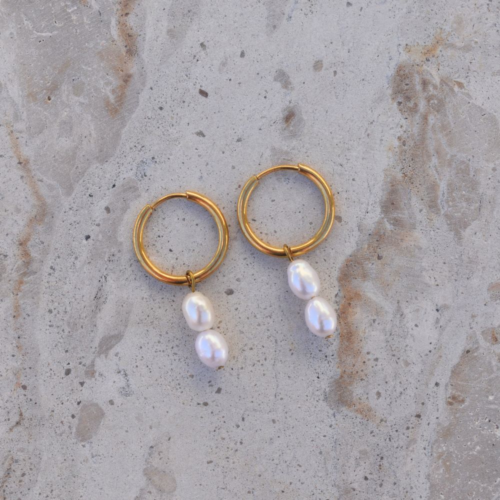 Pearl Hoops - Goldieboxx Jewellery