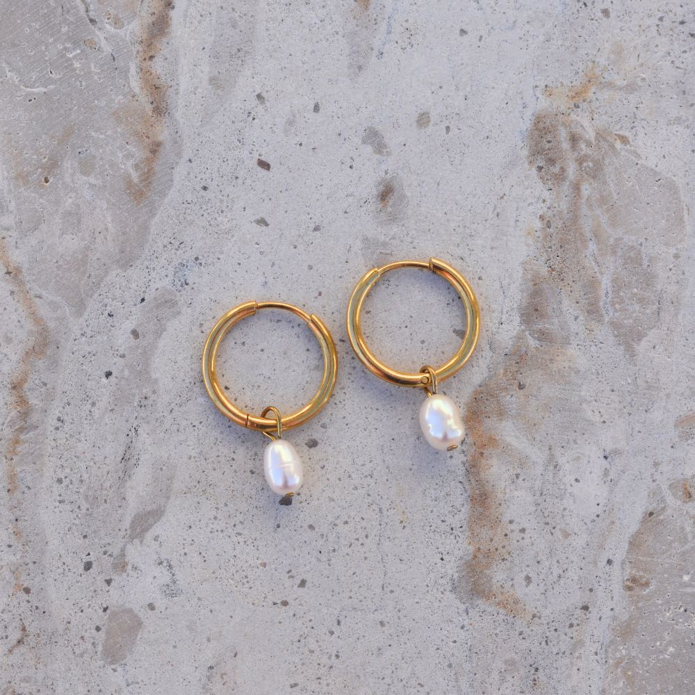 Pearl Hoops - Goldieboxx Jewellery