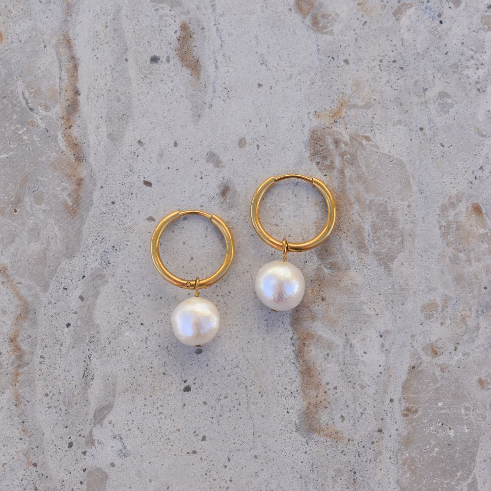 Pearl Hoops - Goldieboxx Jewellery