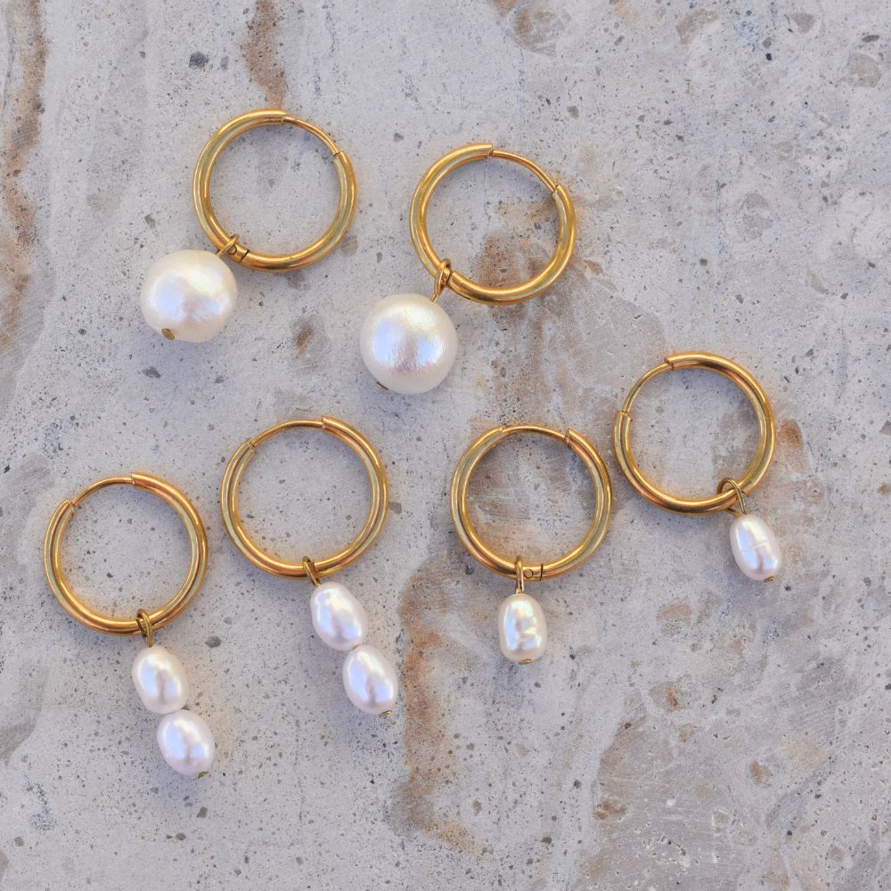 Pearl Hoops - Goldieboxx Jewellery