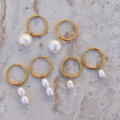 Pearl Hoops - Goldieboxx Jewellery