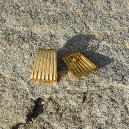 Emily Earrings - Gold Vintage Ribbed Studs - My Store