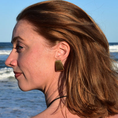 Emily Earrings - Gold Vintage Ribbed Studs - My Store