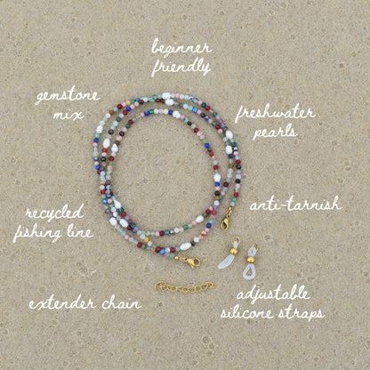 Rainbow Sunglass Cord Mini Bead Kit - Goldieboxx Jewellery