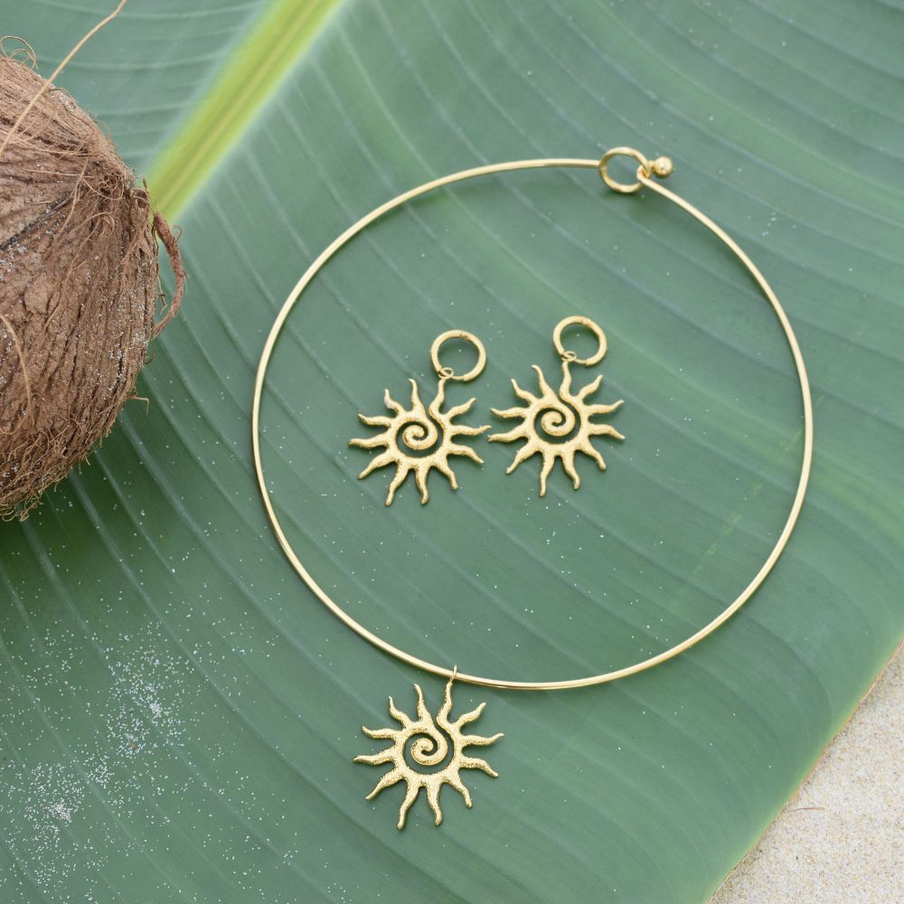 Eve Earrings - Gold Huggie Hoops With A Retro Sun Charm - My Store