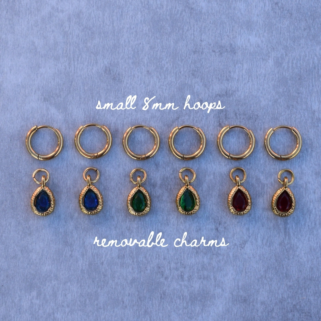 Teardrop Stone Hoops - Goldieboxx Jewellery