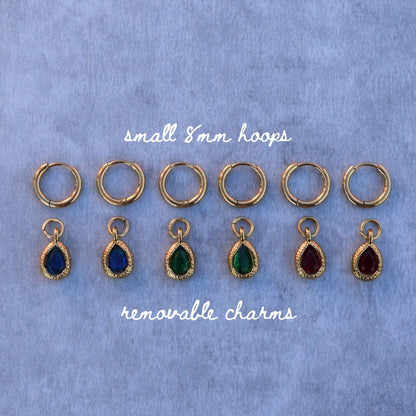 Teardrop Stone Hoops - Goldieboxx Jewellery