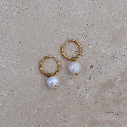 Classic Pearl Hoops - Goldieboxx Jewellery