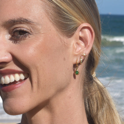 Teardrop Stone Hoops - Goldieboxx Jewellery