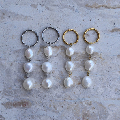 Pearl Drop Hoops - Goldieboxx Jewellery