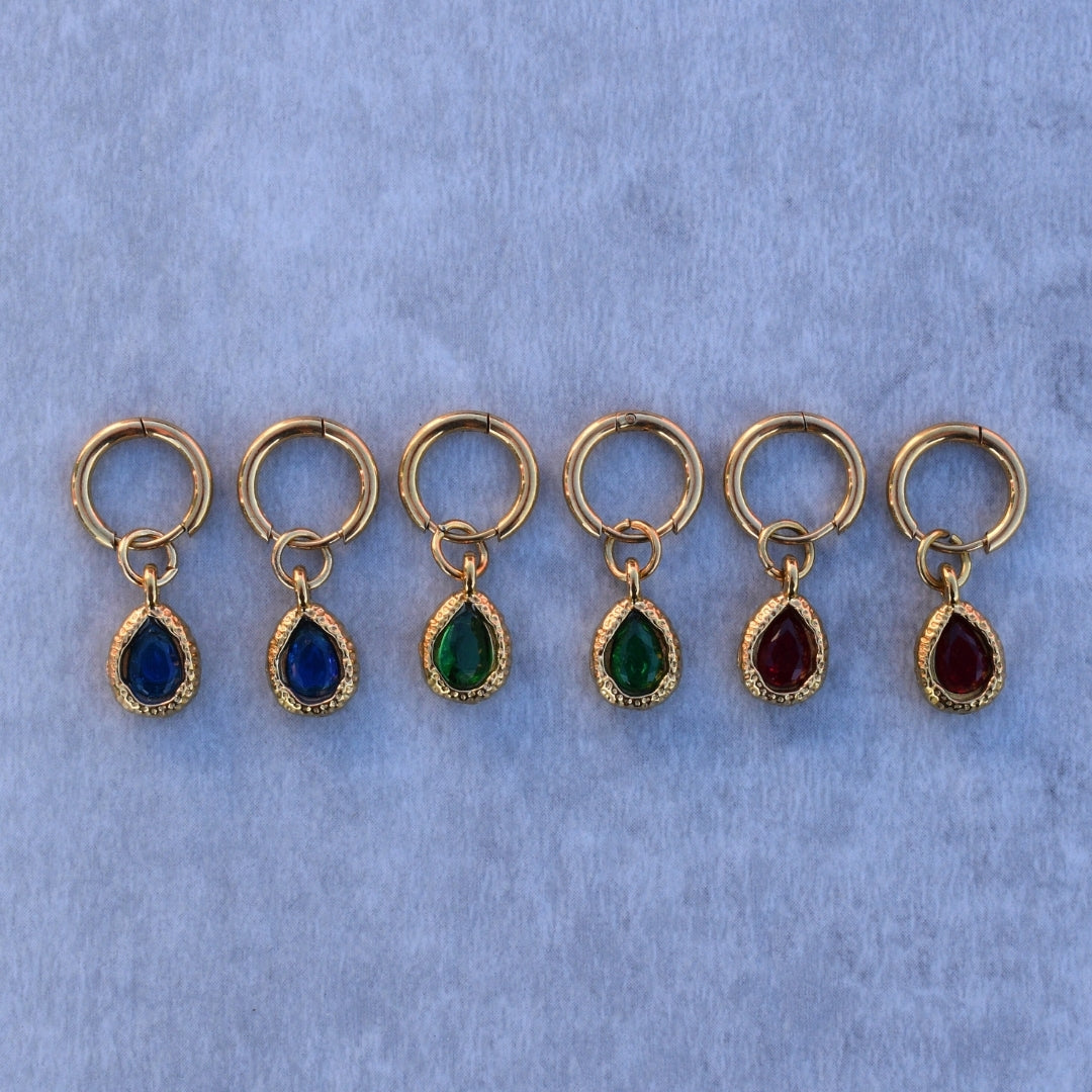Teardrop Stone Hoops - Goldieboxx Jewellery