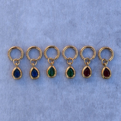 Teardrop Stone Hoops - Goldieboxx Jewellery