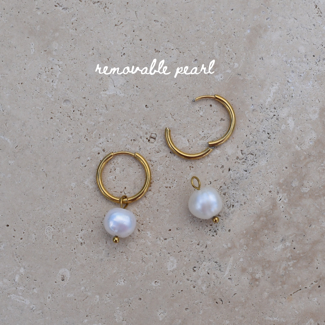 Classic Pearl Hoops - Goldieboxx Jewellery