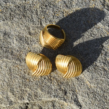 Josephine Ring | Vintage Gold Staggered Open Ring - My Store