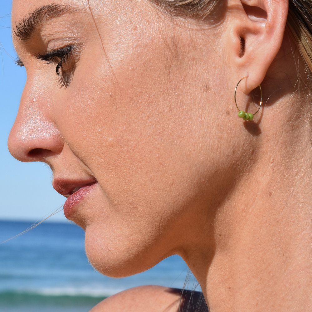 Green Beaded Hoops - My Store