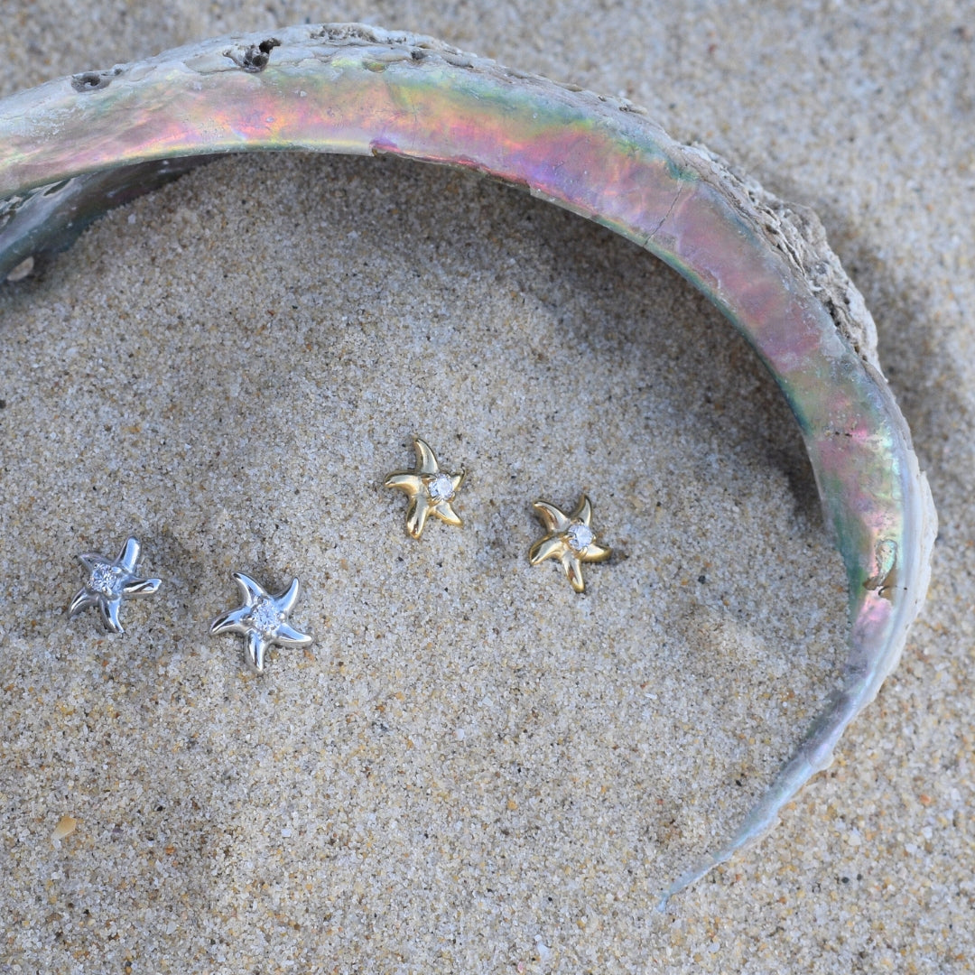 Diamond Seastar Studs - Goldieboxx Jewellery