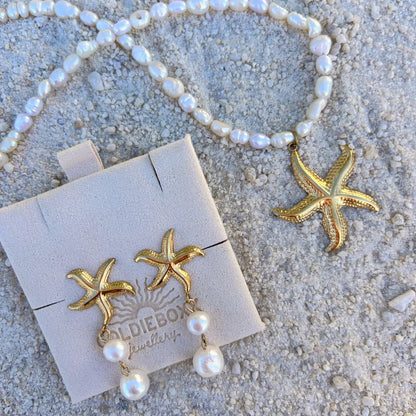 Starfish & Pearl Earrings - Goldieboxx Jewellery