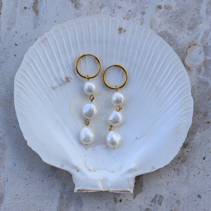 Pearl Drop Hoops - Goldieboxx Jewellery