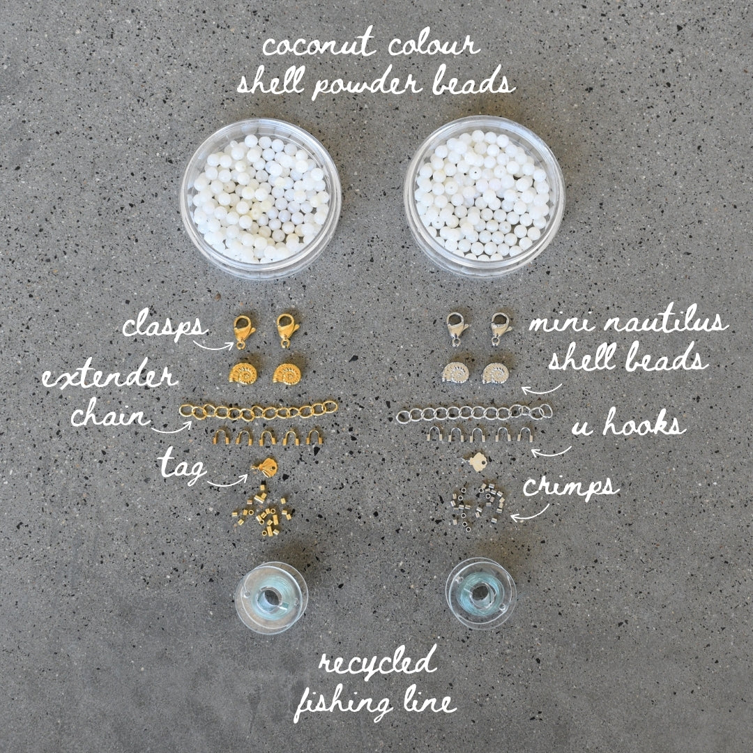 Coconut & Nautilus Shell Mini Bead Kit - Goldieboxx Jewellery