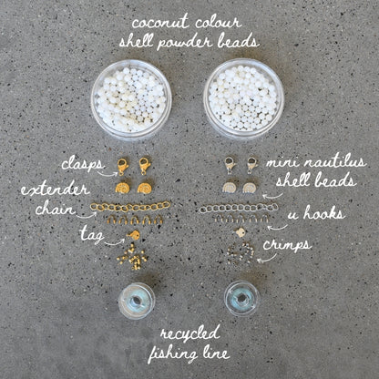 Coconut & Nautilus Shell Mini Bead Kit - Goldieboxx Jewellery