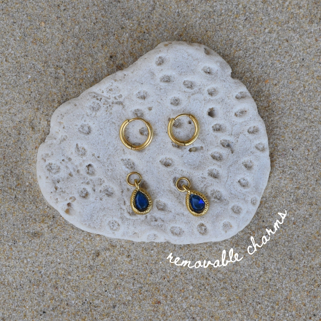 Teardrop Stone Hoops - Goldieboxx Jewellery