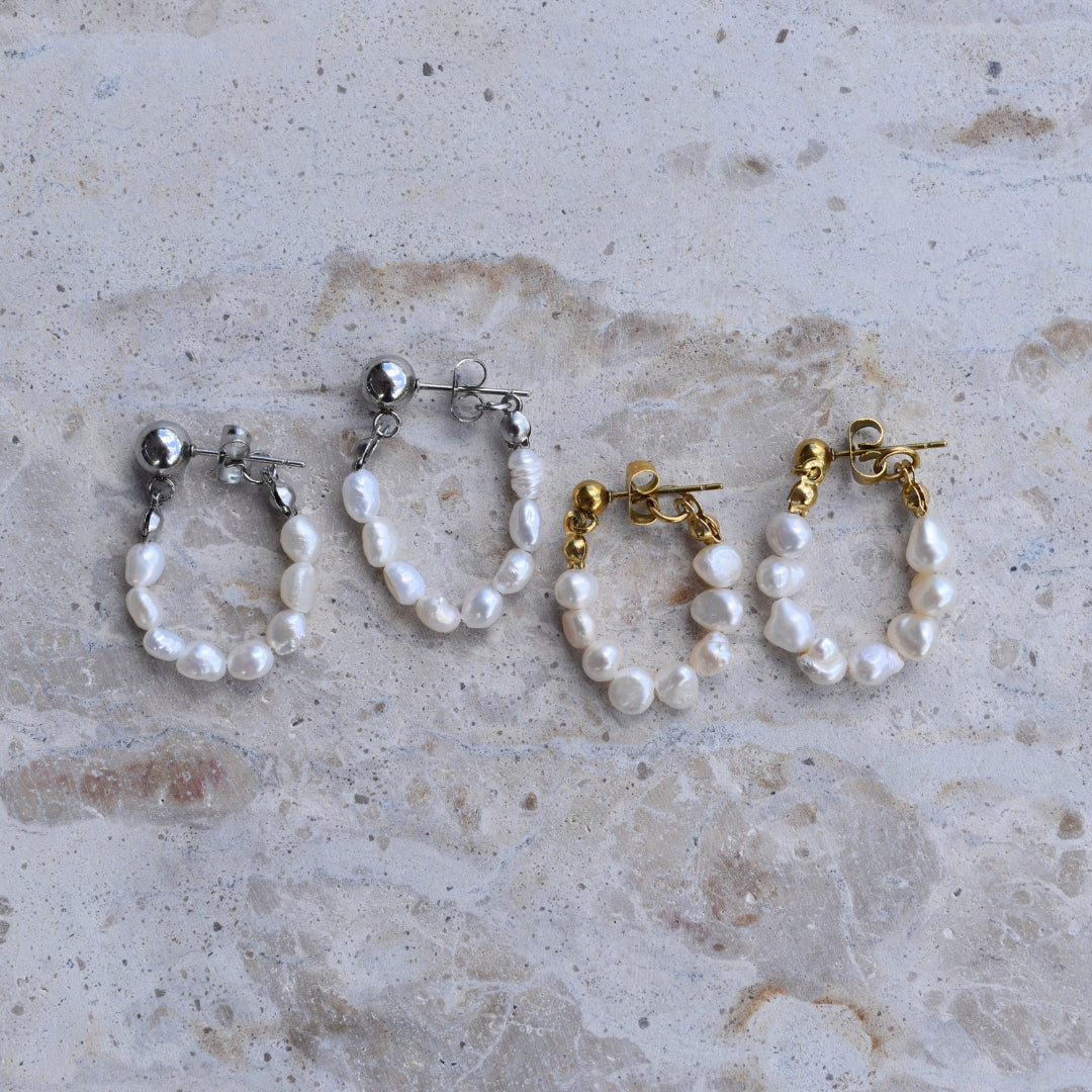 Multi Pearl Hoops - Goldieboxx Jewellery