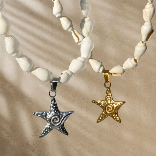 Starfish & Shell Necklace | Silver - My Store