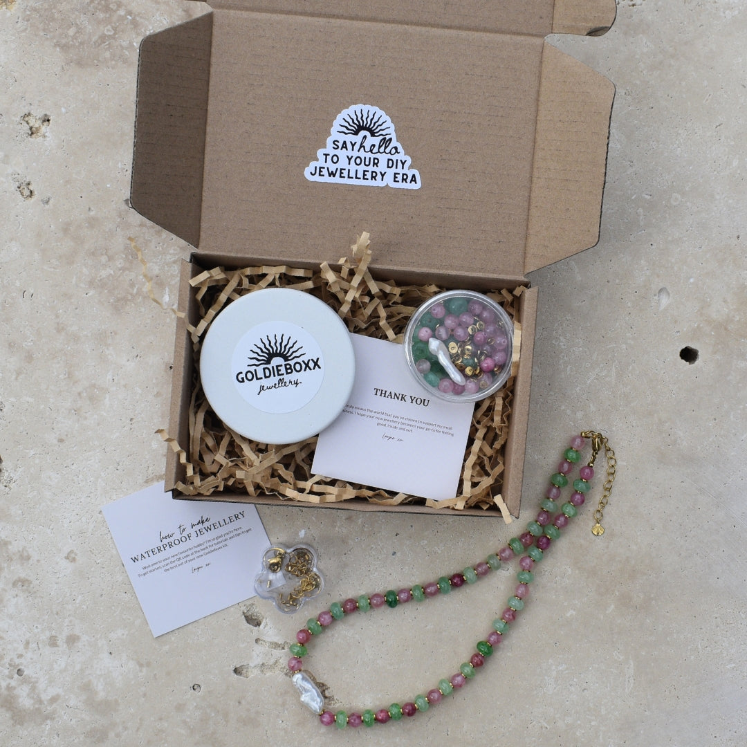 Green and Pink Mini Bead Kit - Goldieboxx Jewellery