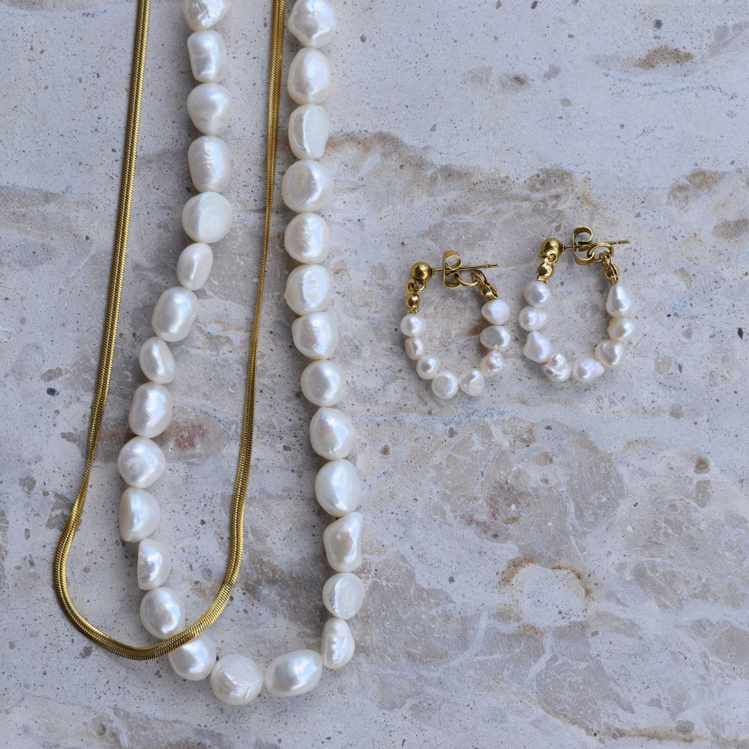 Multi Pearl Hoops - Goldieboxx Jewellery