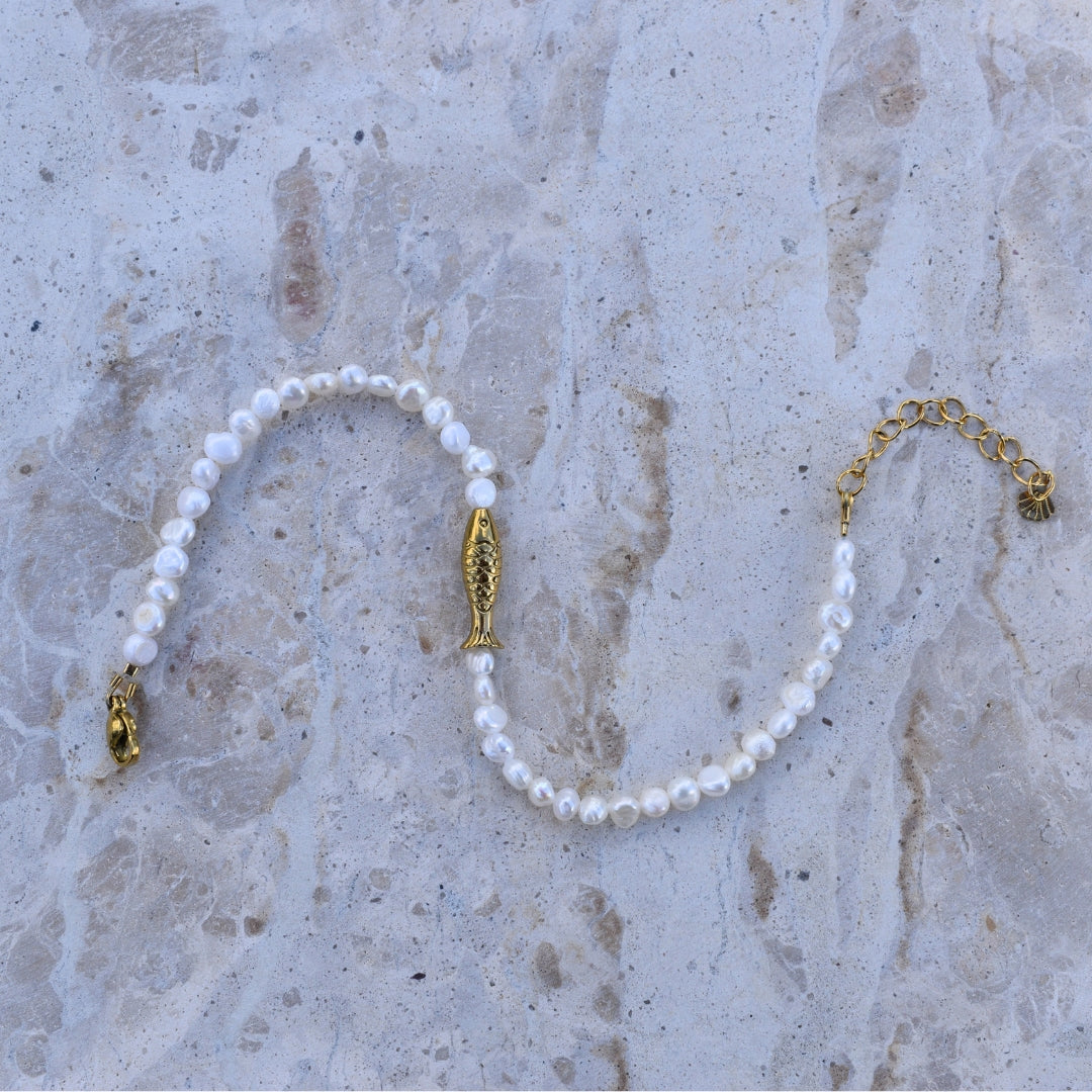 Sardine and Pearl Anklet - Goldieboxx Jewellery