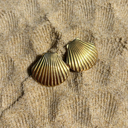 Margot Earrings | Gold Shell Studs - My Store