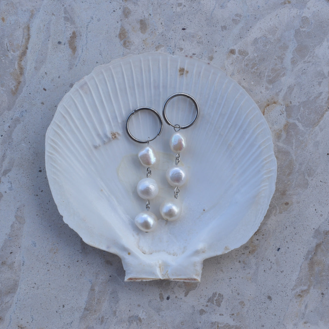 Pearl Drop Hoops - Goldieboxx Jewellery