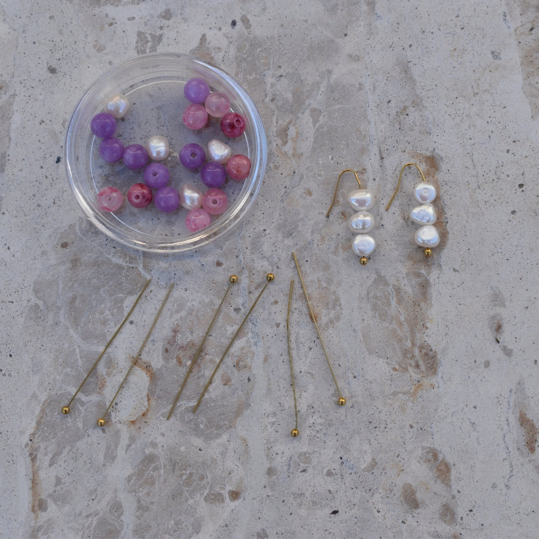 Pearl & Agate Drop Mini Earring Kit - Goldieboxx Jewellery
