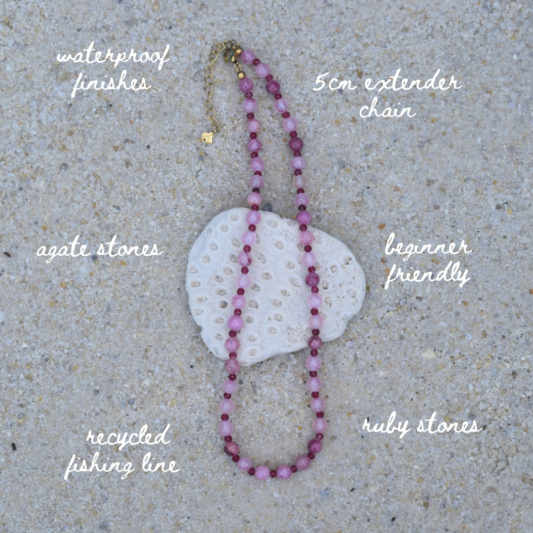 Pink Agate and Ruby Mini Bead Kit - Goldieboxx Jewellery
